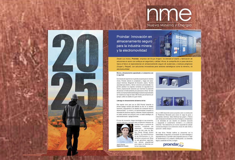 Proindar en Revista Nueva Minería y Energía: Innovación en almacenamiento seguro para la industria minera y la electromovilidad